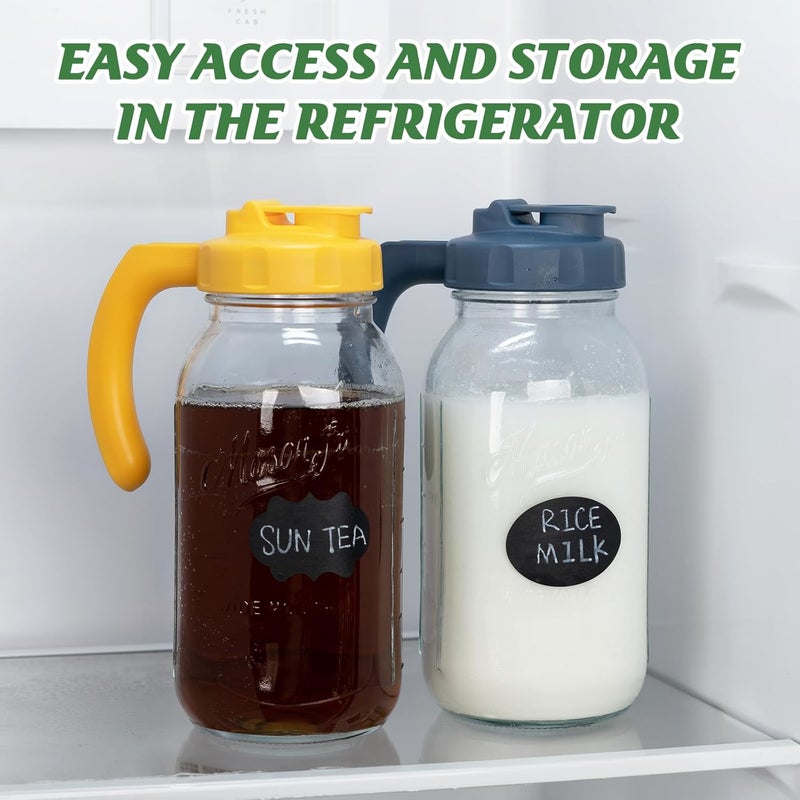 SOLIGT Glass Mason Jar Pitcher with Lid, Wide Mouth Flip Cap Pour Spout Leak-proof Lid with Handle, 64 oz (2 Quart /1.9 Liter), for Sun Tea/Iced Tea/Juice/Cold Brew Coffee/Milk (1 Pack, Vivid Yellow) - Image 5